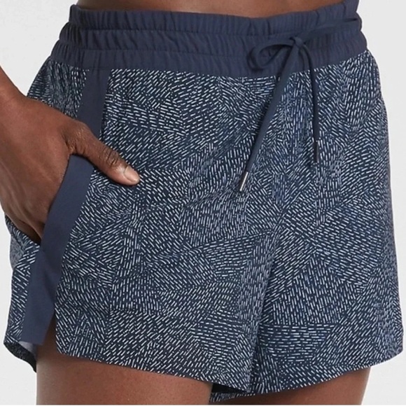 Athleta Baja Shorts in Blue Graphic Print Sz 10 Running Workout - Picture 1 of 13